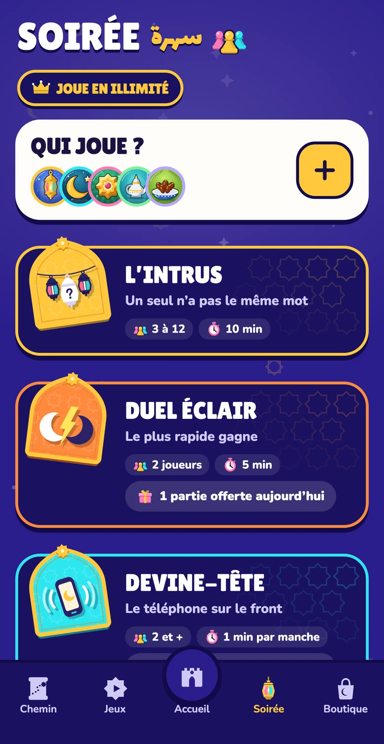 L'onglet Soirée : les joueurs et les jeux